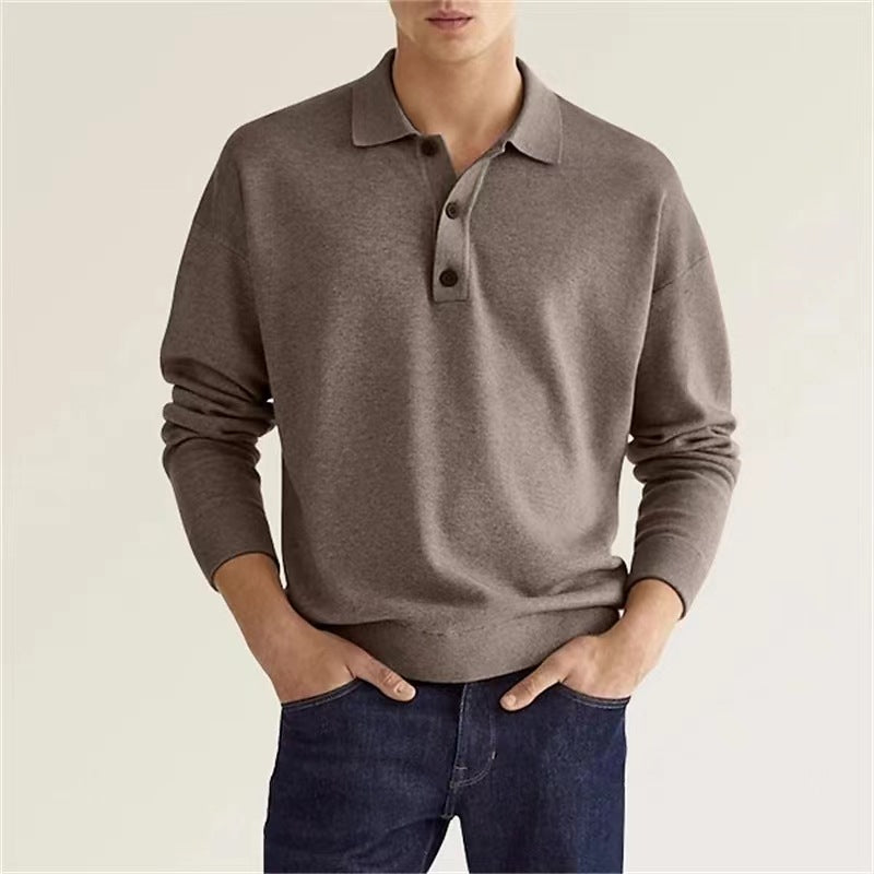 Herren modisches Langarm-Polo mit Knopfleiste und elegantem Design Echoarchiv