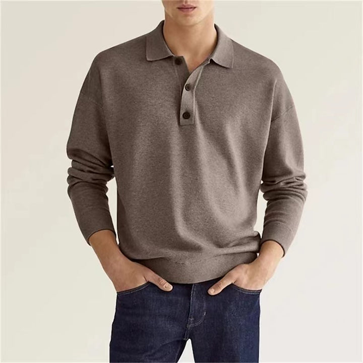 Herren modisches Langarm-Polo mit Knopfleiste und elegantem Design Echoarchiv