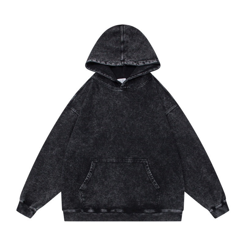 Unisex Oversize-Kapuzenpullover im Acid-Wash mit Kängurutasche und Raglanärmeln Echoarchiv