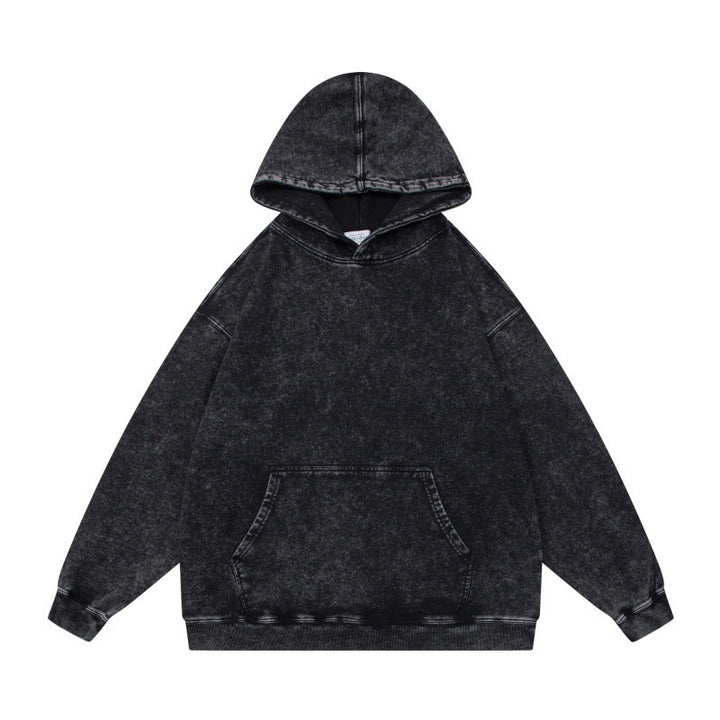 Unisex Oversize-Kapuzenpullover im Acid-Wash mit Kängurutasche und Raglanärmeln Echoarchiv