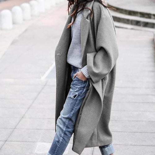 Damen Oversized Mantel mit elegantem Schnitt und tiefen Taschen Echoarchiv