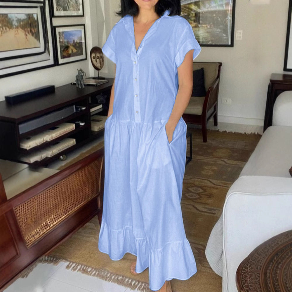 Damen Maxikleid mit Knopfleiste und praktischen Taschen Echo Archiv