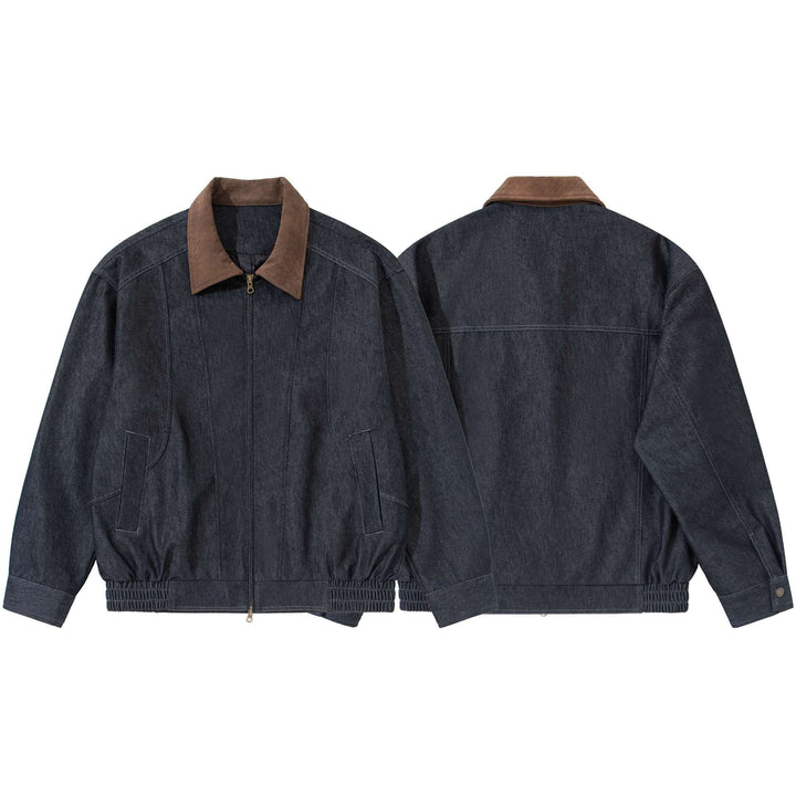 Herren Boxy-Denim-Blousonjacke mit Wildlederkragen und elastischem Saum Echoarchiv