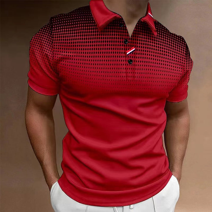 Herren modisches Poloshirt mit feinem Punktmuster und Kragenakzenten Echoarchiv