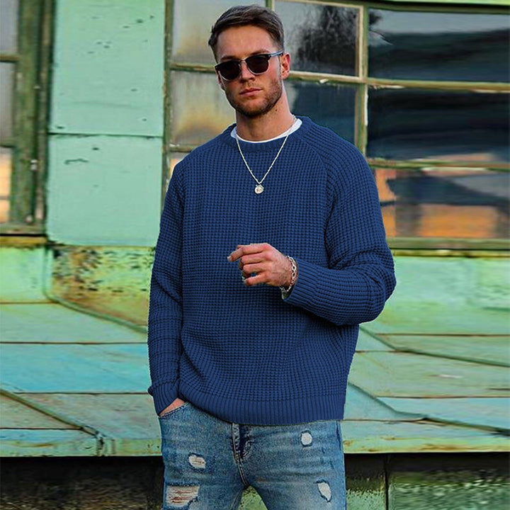 Herren Atmungsaktiver Waffelstrick-Pullover Slim-Fit mit Rippenbündchen Echoarchiv