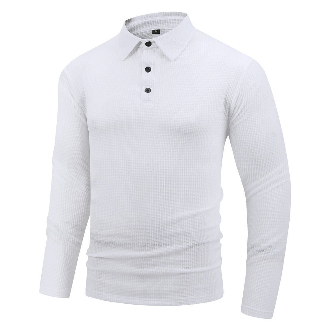 Herren atmungsaktives Langarm-Polohemd mit strukturiertem Design Echoarchiv