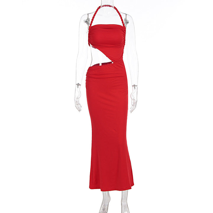 Damen Figurbetontes Maxikleid mit asymmetrischem Schnitt und raffinierten Rüschendetails Echo Archiv
