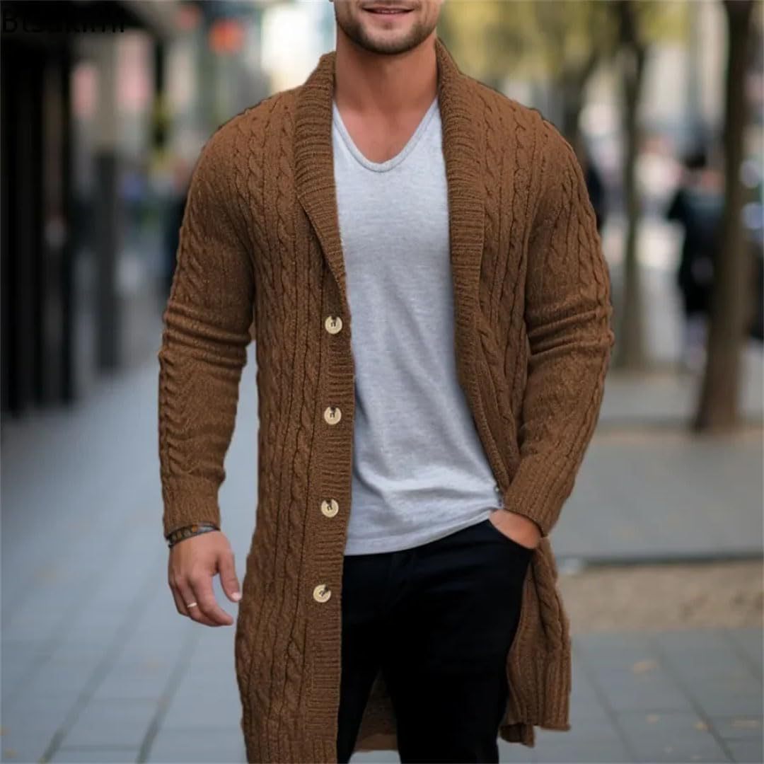 Herren Strickjacke mit offenem Design und Knopfdetails Echoarchiv