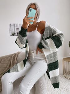 Damen Lässiger Strickmantel mit Streifen Echo Archiv