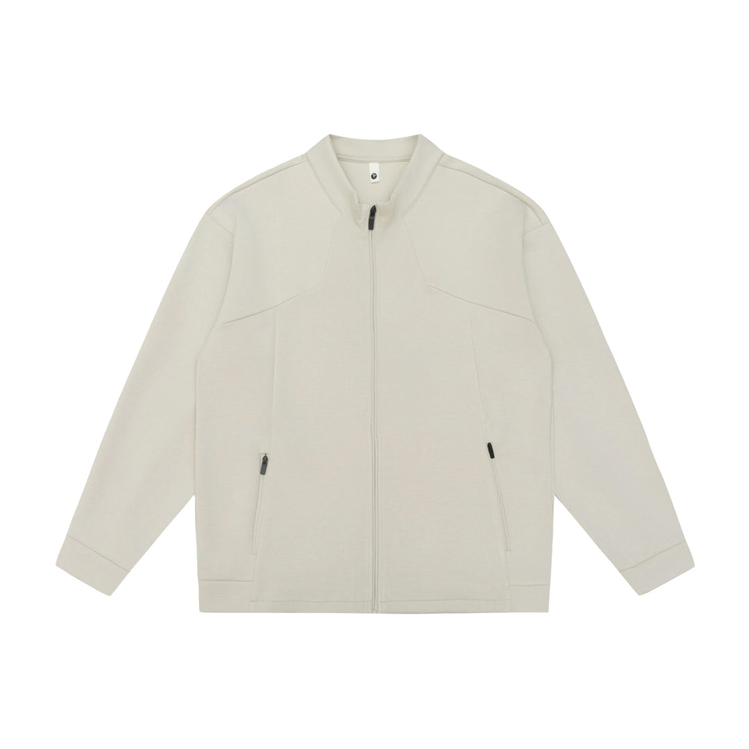 Unisex Oversize Zip‑Jacke aus schwerer Baumwollmischung mit Stehkragen und Reißverschlusstaschen Echoarchiv