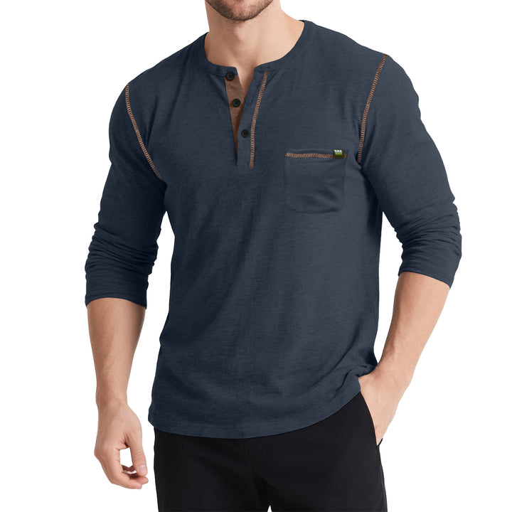 Herren Langarmshirt mit Knopfleiste und Brusttasche Echoarchiv