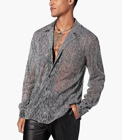 Damen nan schimmernde Crinkle-Hemdbluse mit Viskose-Optik Hemdkragen und Manschetten Echo Archiv