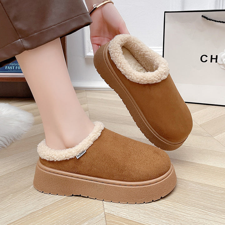 Damen Kuschelige Slipper‑Pantoffeln mit hohem Plateau und Teddyinnenfutter Echo Archiv