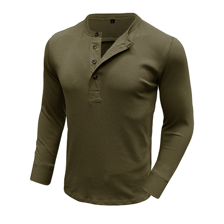 Herren Langarm-Henley-Shirt mit modischer Knopfleiste Echoarchiv