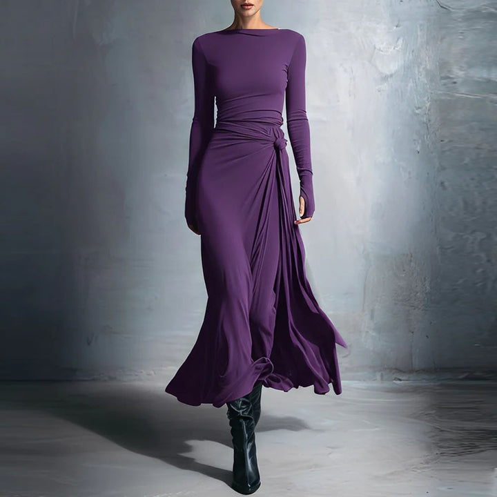Damen elegantes Abendkleid mit langem Arm und Wickeldesign Echo Archiv