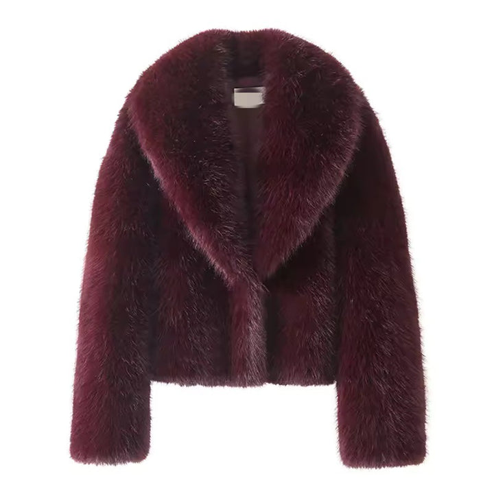 Damen Cropped Kunstpelz-Kurzjacke mit extravoluminösem Schalkragen Echo Archiv