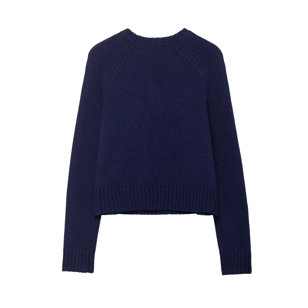 Damen nan gestrickter Crop-Pullover mit Weihnachtsmotiv und Raglanärmeln Echo Archiv