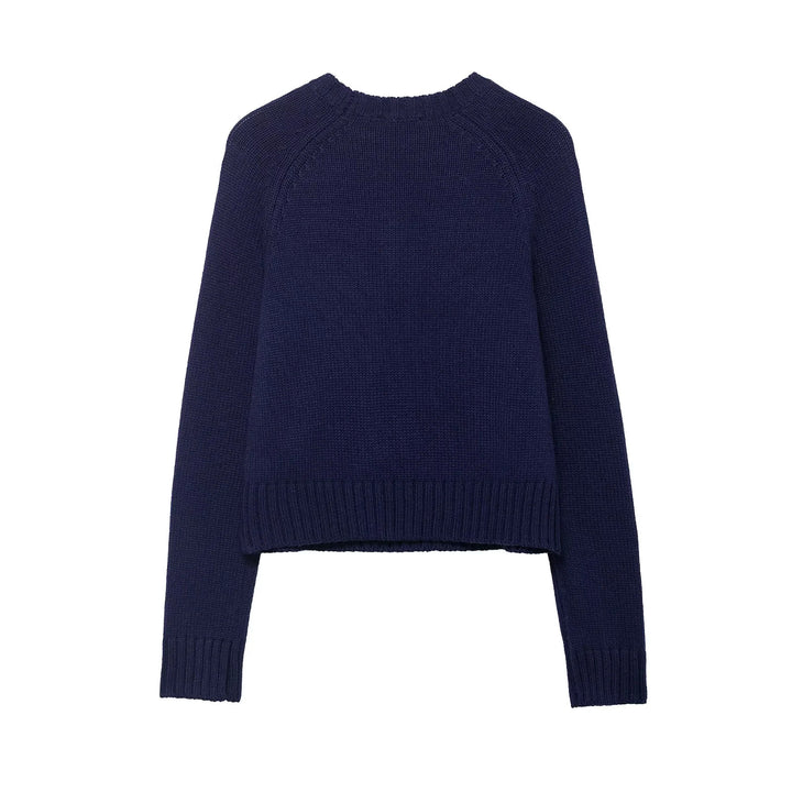 Damen nan gestrickter Crop-Pullover mit Weihnachtsmotiv und Raglanärmeln Echo Archiv