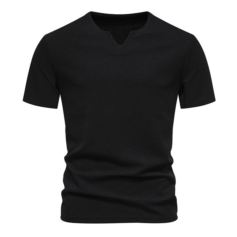 Herren Kurzarm T-Shirt mit modernem V-Ausschnitt und atmungsaktiver Struktur Echoarchiv