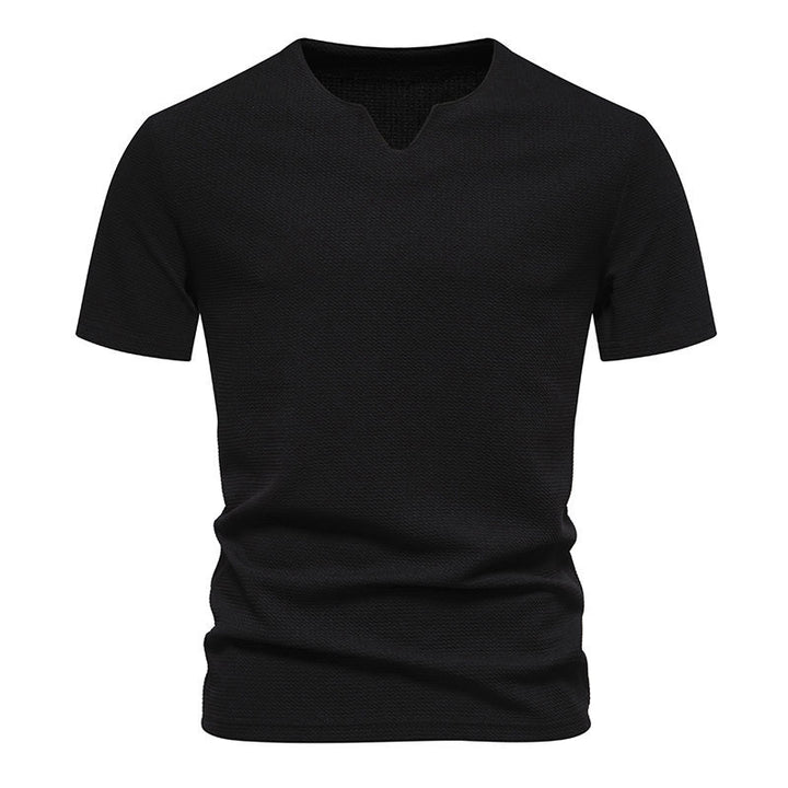 Herren Kurzarm T-Shirt mit modernem V-Ausschnitt und atmungsaktiver Struktur Echoarchiv