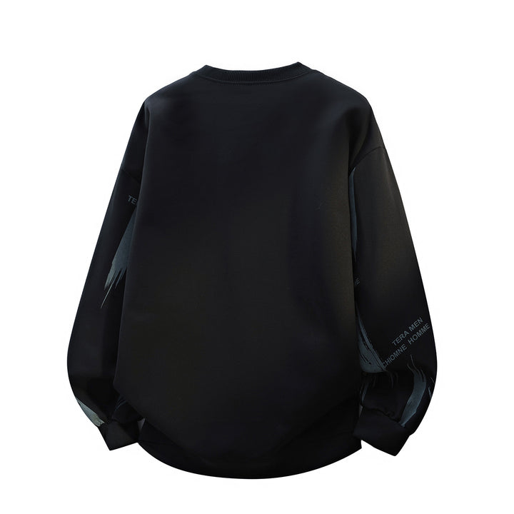 Herren Oversize Rundhals-Sweatshirt mit Pinselprint & elastischen Bündchen Echoarchiv
