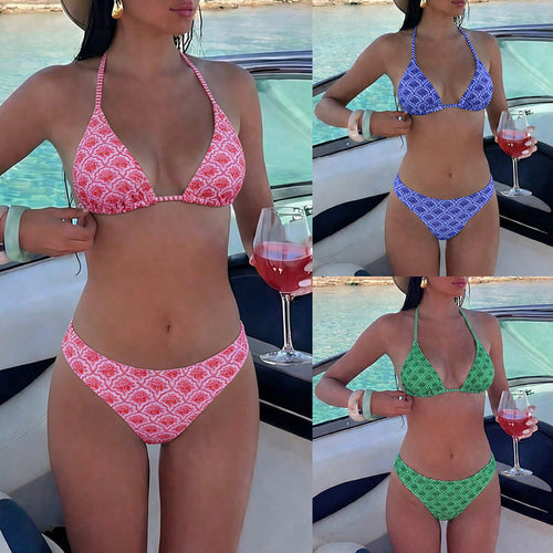 Damen Triangel-Bikini mit animalischem Muster und verstellbaren Trägern Echo Archiv