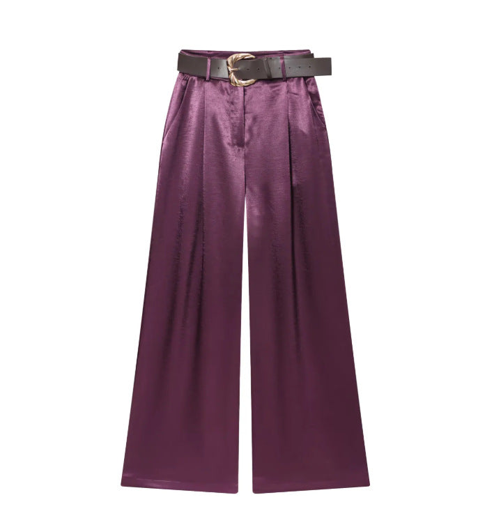 Damen High‑Waist Palazzo‑Hose mit Leoparden‑Print, weitem Bein und Ziergürtel Echo Archiv