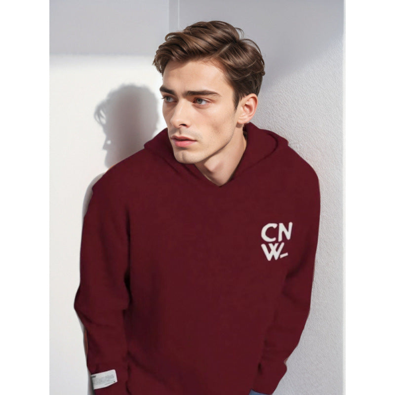 Unisex Oversized Kapuzenpullover mit V-Ausschnitt aus Feinstrick und Logo-Stick Echoarchiv