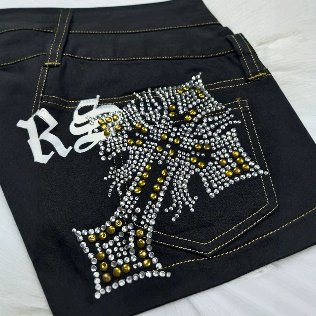 Damen Trendige Jeans-Shorts mit glitzernden Applikationen Echo Archiv