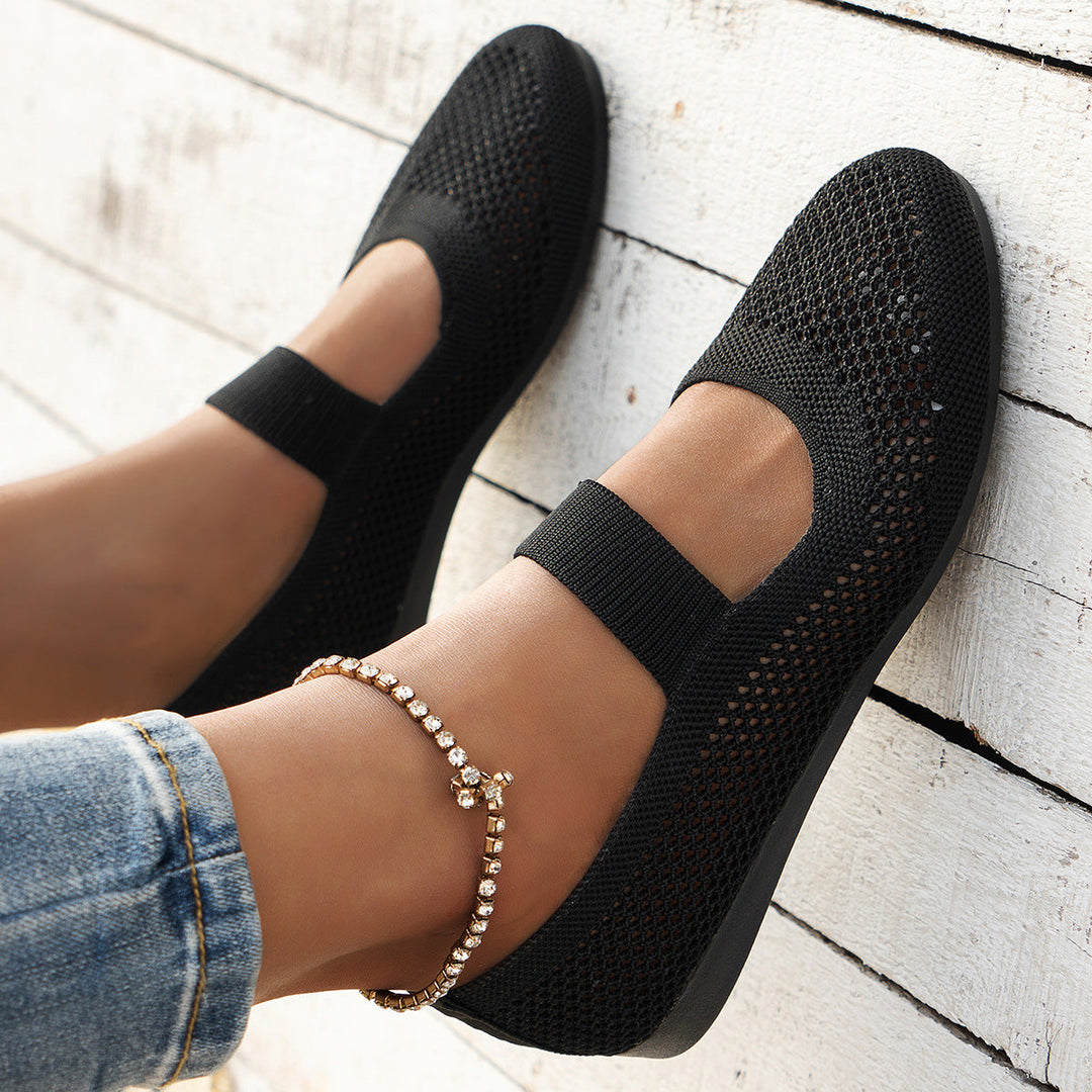 Damen atmungsaktive Slipper mit elegantem Riemendesign und flexibler Sohle Echoarchiv