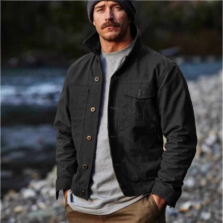 Herren leichte Utility-Jacke mit praktischen Taschen und stylischem Stehkragen Echoarchiv