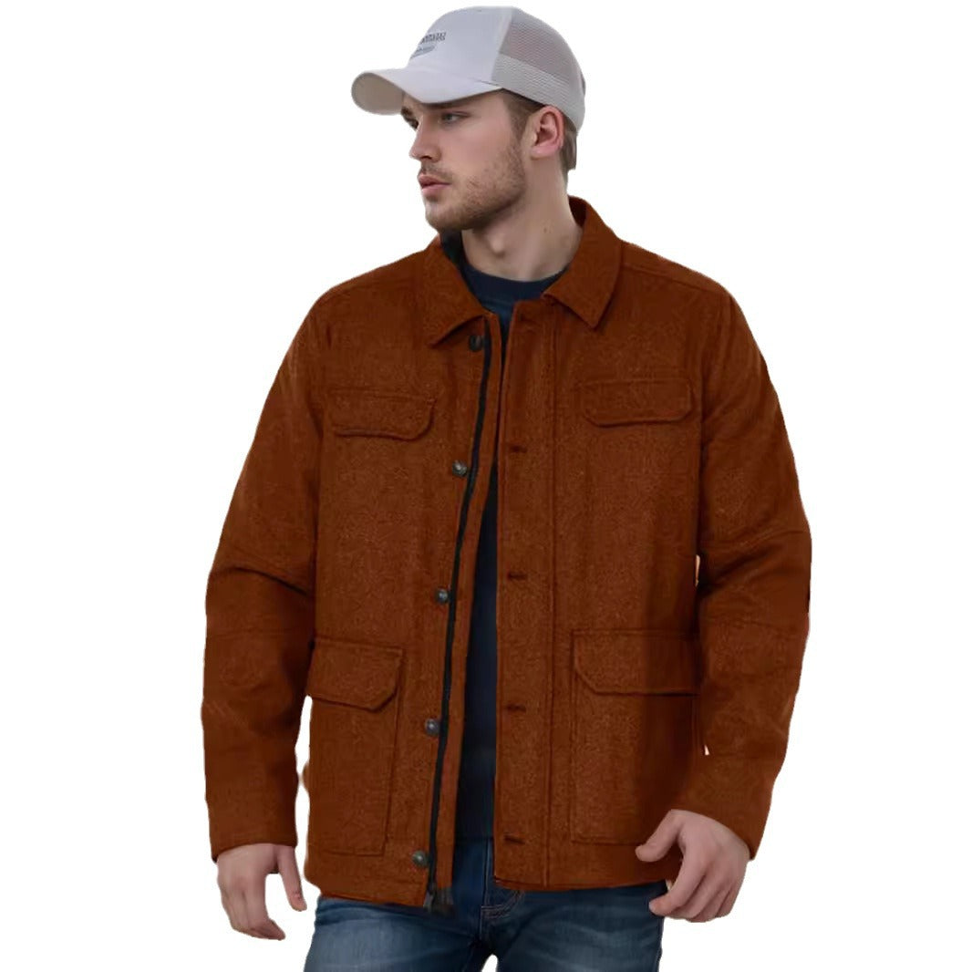 Herren lässige Wolljacke mit praktischen Brusttaschen Echoarchiv