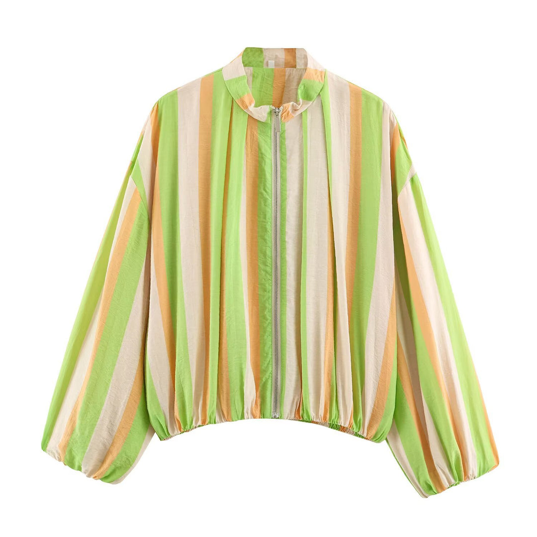 Damen leichte transparente Oversize-Blousonjacke mit Ballonärmeln Echo Archiv