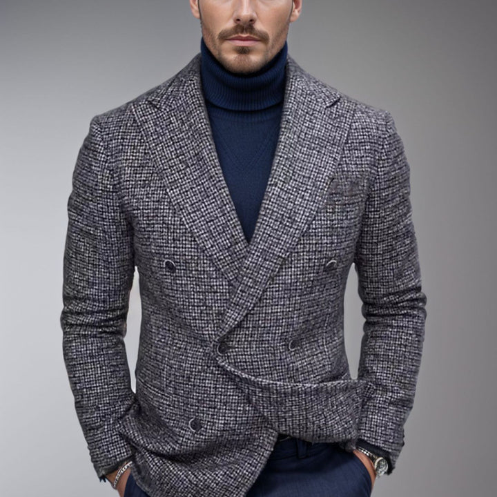 Herren modischer doppelreihiger Blazer mit feinem Strukturdesign Echoarchiv
