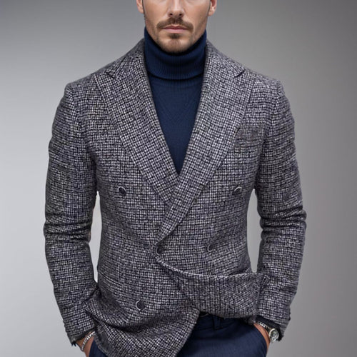 Herren modischer doppelreihiger Blazer mit feinem Strukturdesign Echoarchiv