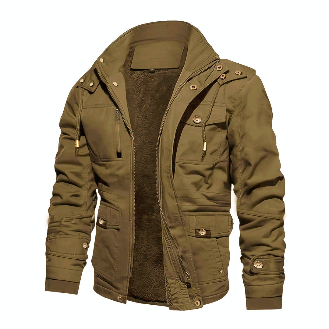 Herren gefütterte Utility-Feldjacke mit Kapuze und Teddyfutter Echoarchiv