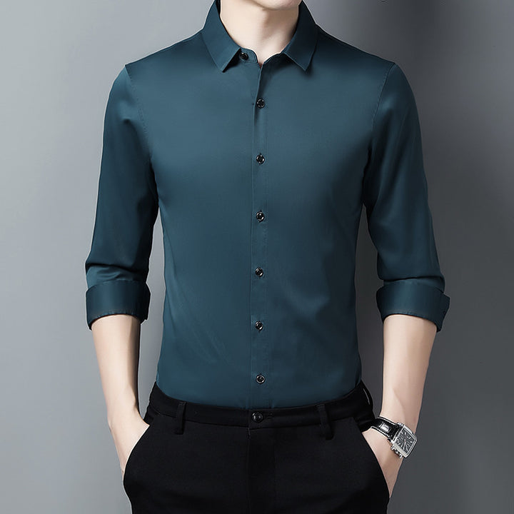 Herren Elegantes Langarmhemd aus hochwertigem Satin Echoarchiv