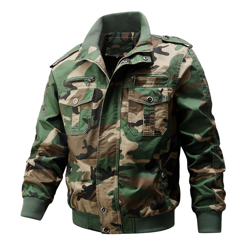 Herren Utility-Pilotblouson aus Canvas mit Schulterklappen, Reißverschluss-Brusttaschen und geripptem Bund Echo Archiv