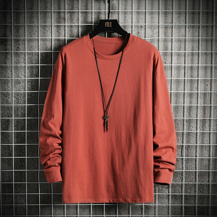 Herren nan lässiges Baumwoll-Basic-Langarmshirt mit Rundhals, Relaxed Fit und verstärkter Saumverarbeitung Echo Archiv