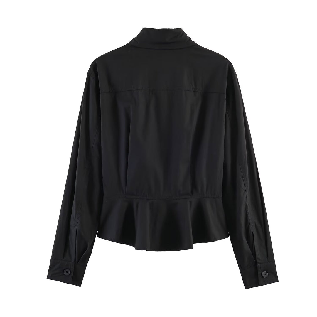 Damen gekürzte Blusenjacke mit durchgehender Knopfleiste und Hemdkragen Echo Archiv
