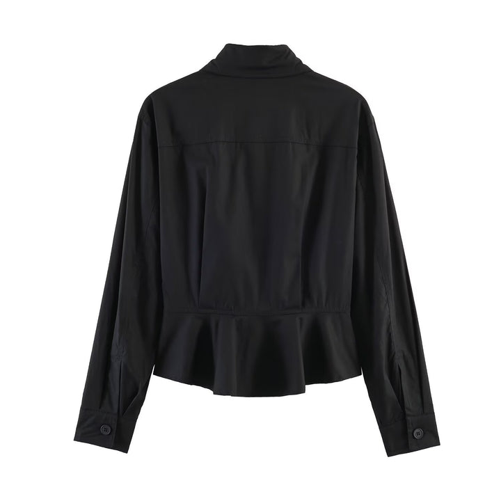 Damen gekürzte Blusenjacke mit durchgehender Knopfleiste und Hemdkragen Echo Archiv