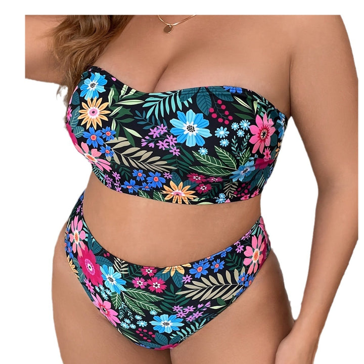Damen Bandeau Bikini-Set mit floralem Design und hohem Bund Echo Archiv