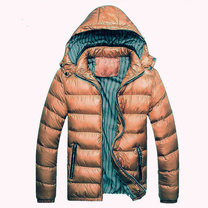 Herren Leichtgewichtige Steppjacke mit Kapuze, Thermoisolierung und gestreiftem Futter Echoarchiv