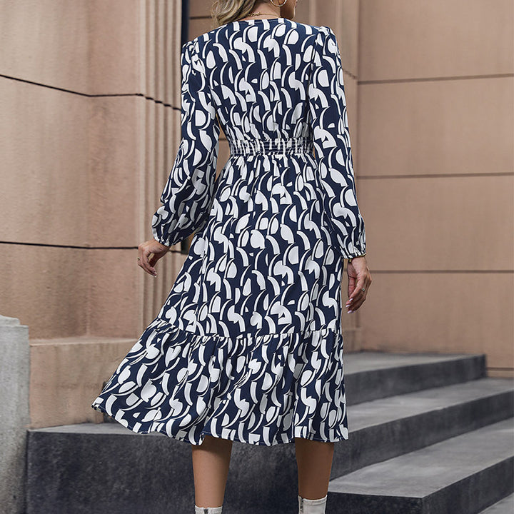 Damen Midi-Kleid mit V-Ausschnitt und Rüschen Echo Archiv