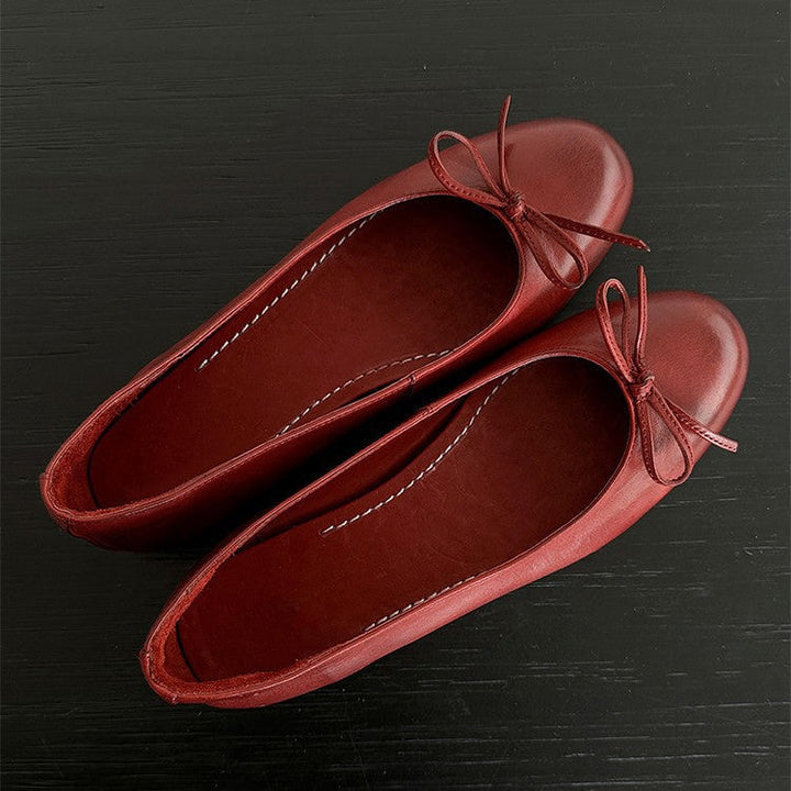 Damen Ballerina Schuhe aus weichem Leder mit elegantem Schleifendetail Echoarchiv