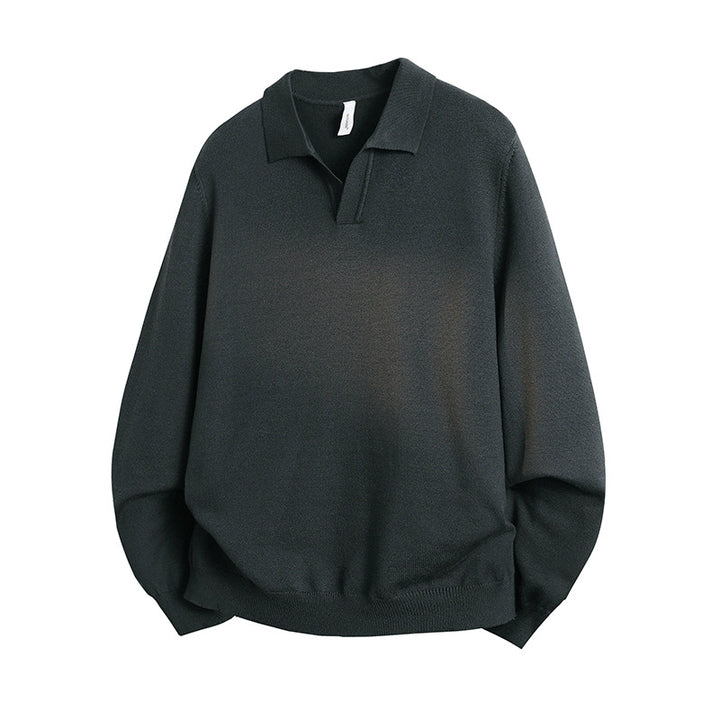 Unisex Oversized Polokragen-Feinstrickpullover mit weitem Schnitt Echoarchiv