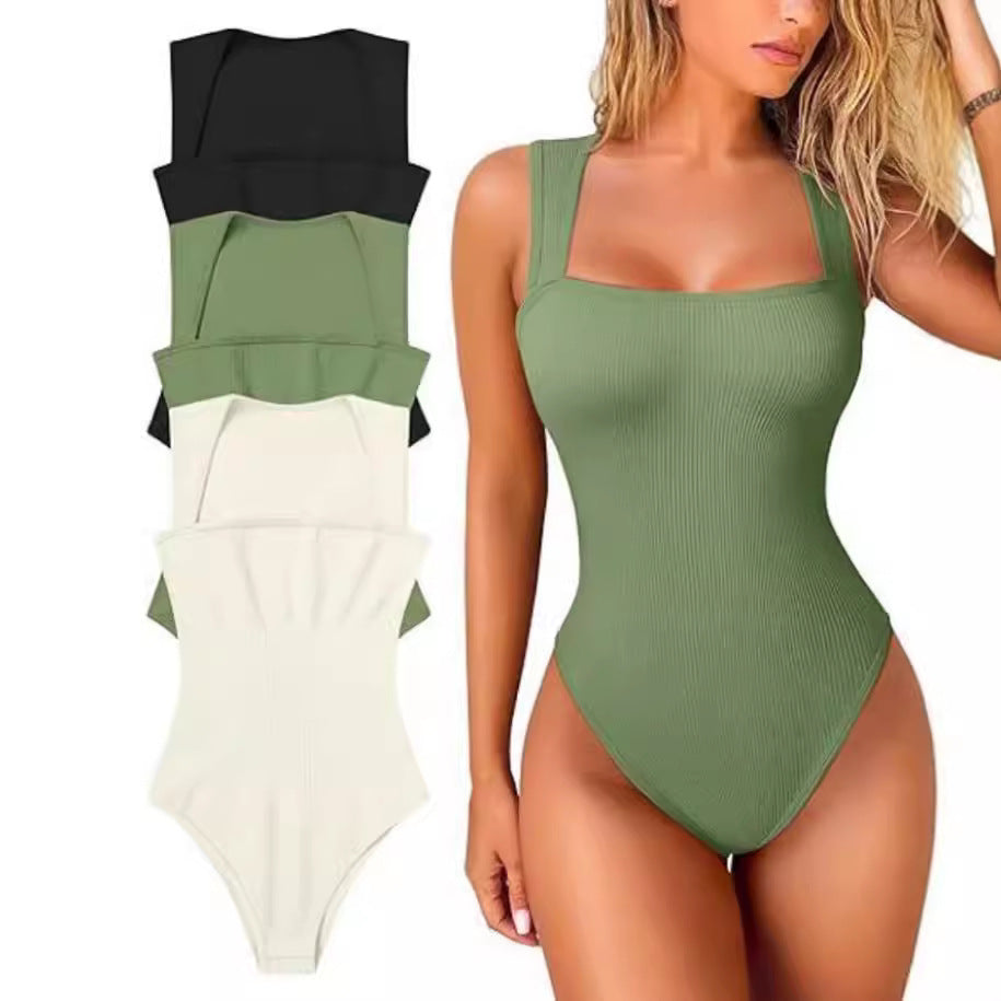 Damen Figurbetonter Bodysuit aus strukturiertem Ribstoff Echo Archiv