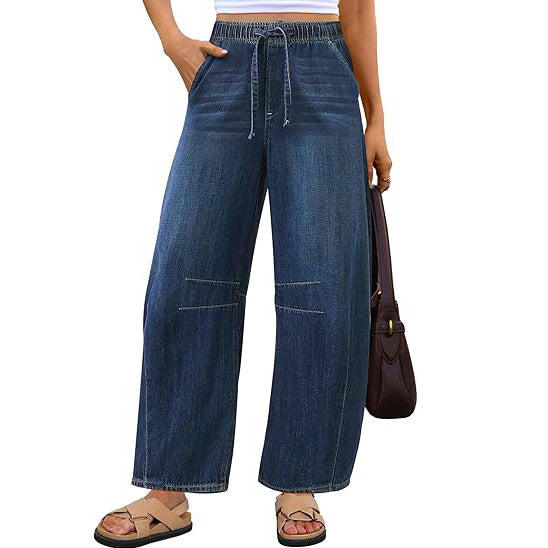 Damen weite Denim-Hose mit elastischem Bund und praktischem Schnitt Echo Archiv