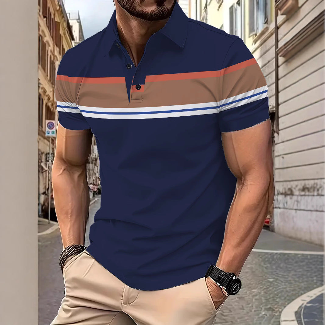 Herren Kurzarm Poloshirt mit modernen Blockstreifen Echoarchiv