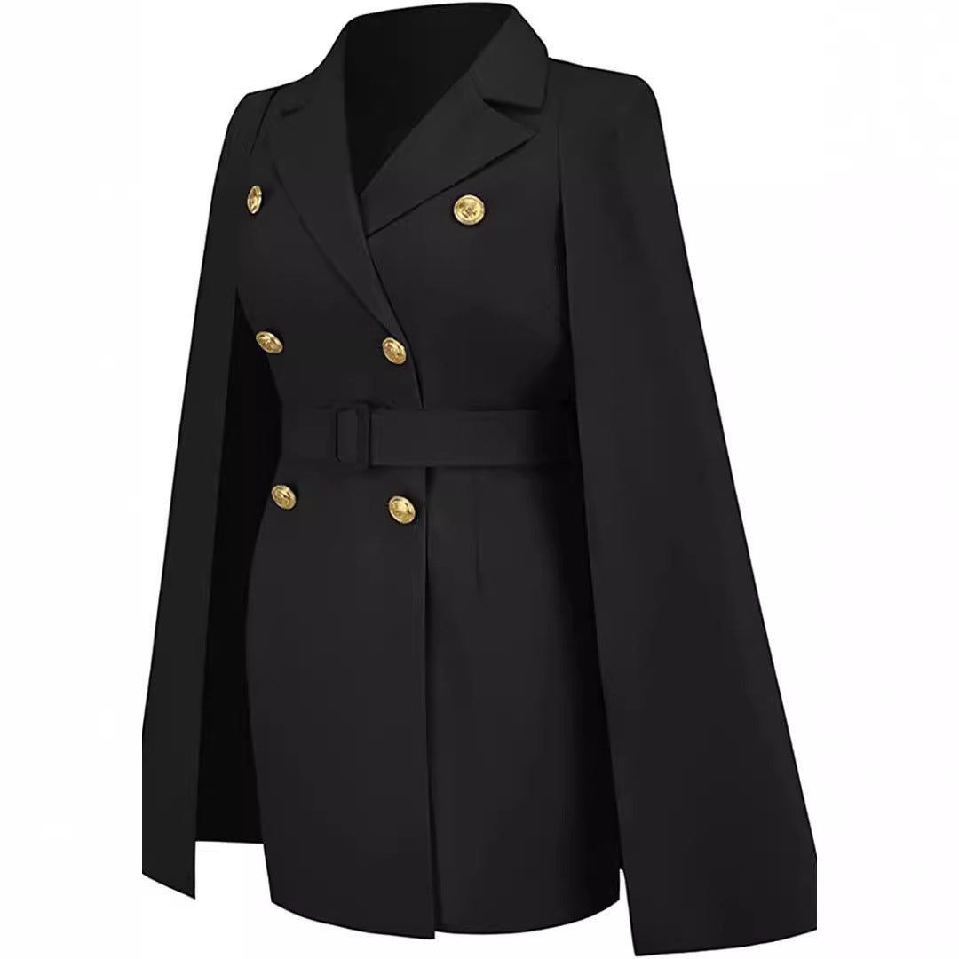 Damen Kurzblazerkleid mit Cape-Ärmeln und doppelreihiger Zierknopfleiste Echoarchiv
